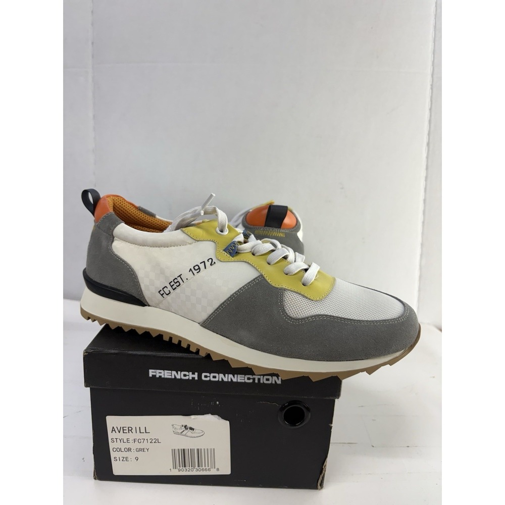 FRENCH CONNECTION Men's Averill Grey/White/Orange Fashion Jogger Sneakers Size 9